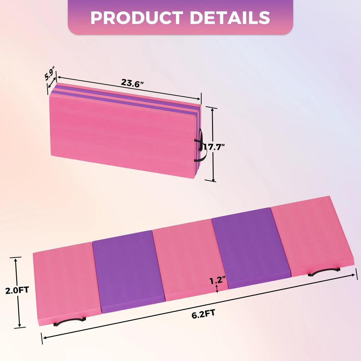 HiMISS Folding Gymnastics Mat for Yoga Pilates and Home Fitness