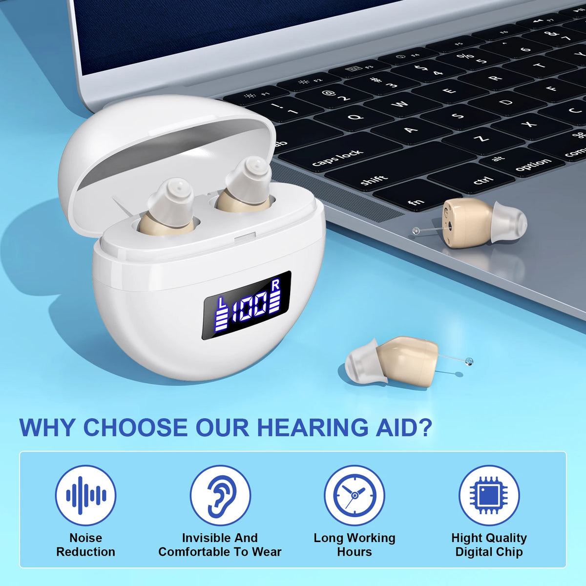 K&FCOPTEE Rechargeable Invisible Hearing Amplifiers With Noise Reduction
