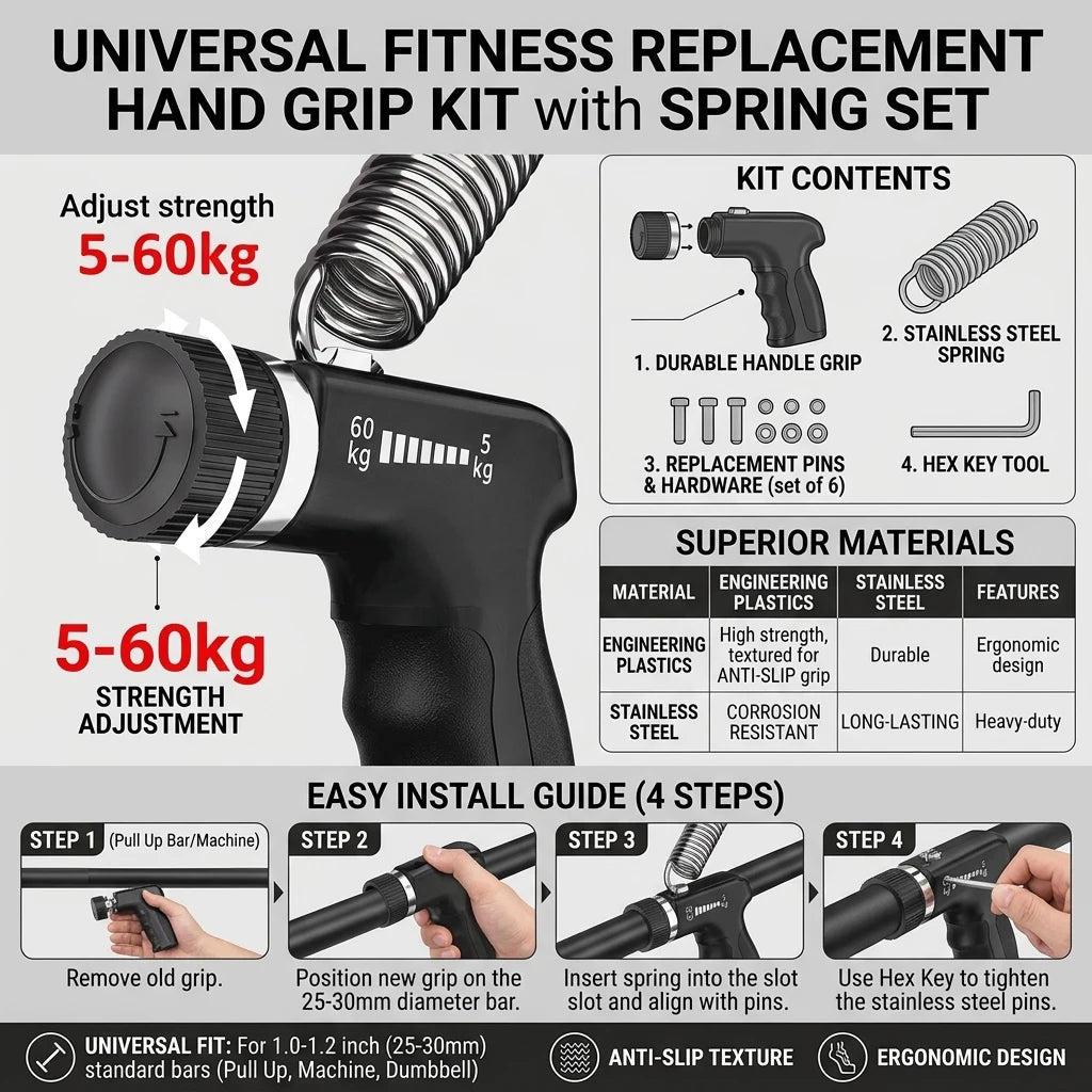Universal Fitness Hand Grip With Spring Set For Gym Equipment