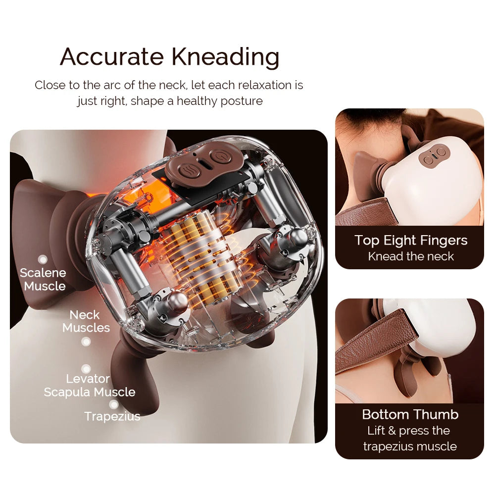 Foreverlily Wireless Neck And Back Shiatsu Massager With Heat