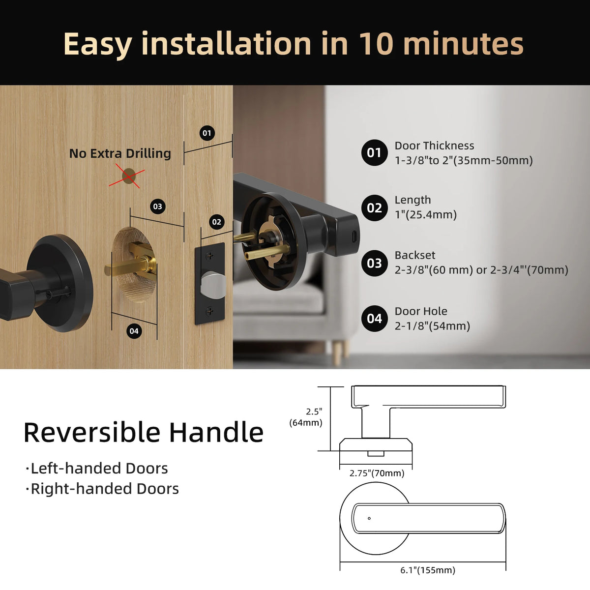 Viladepot Bluetooth Fingerprint Smart Door Lock With App And Keypad Access