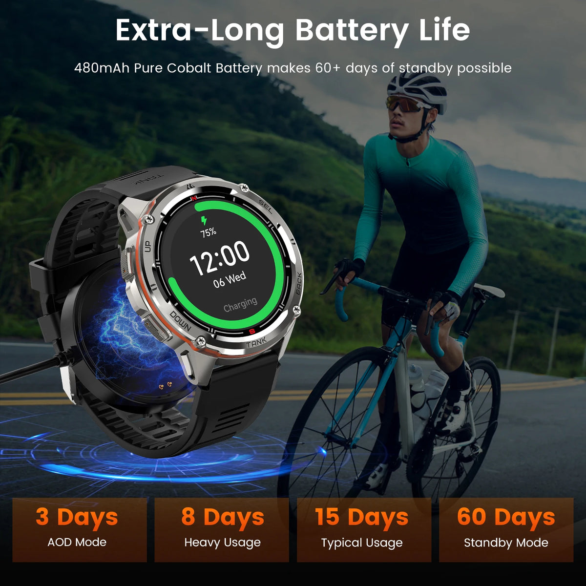 KOSPET TANK T3 Ultra GPS Rugged AMOLED Fitness Smartwatch
