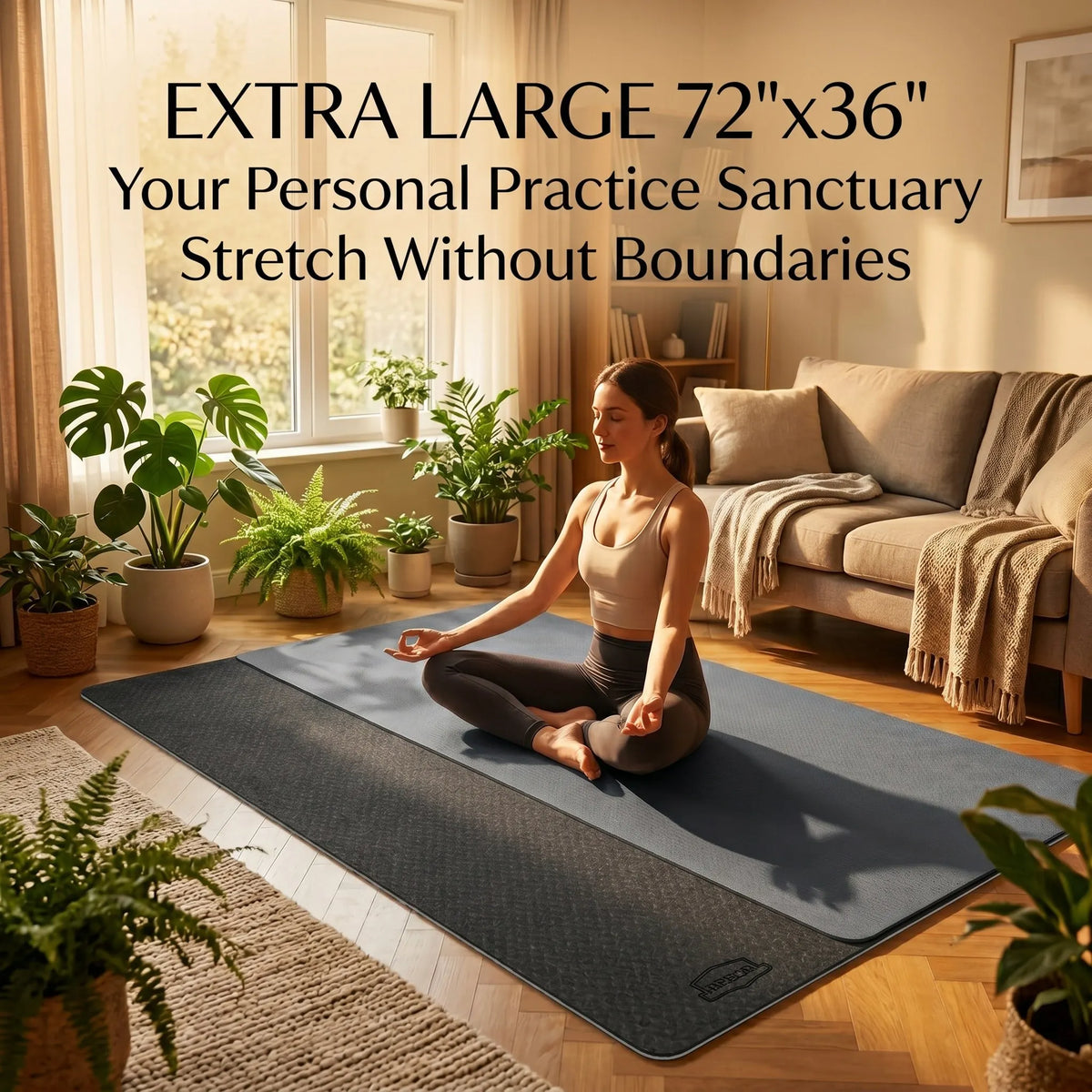HAPBEAR Non Slip TPE Yoga Mat for Home Workout Pilates