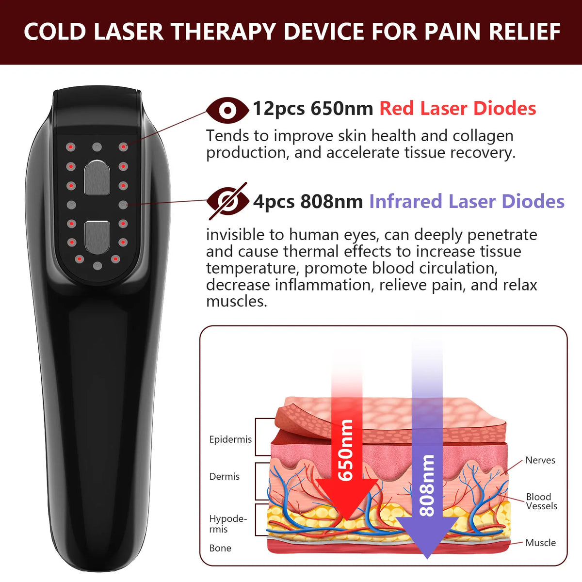 Portable 808nm Laser Therapy Device for Pets and Equine Care