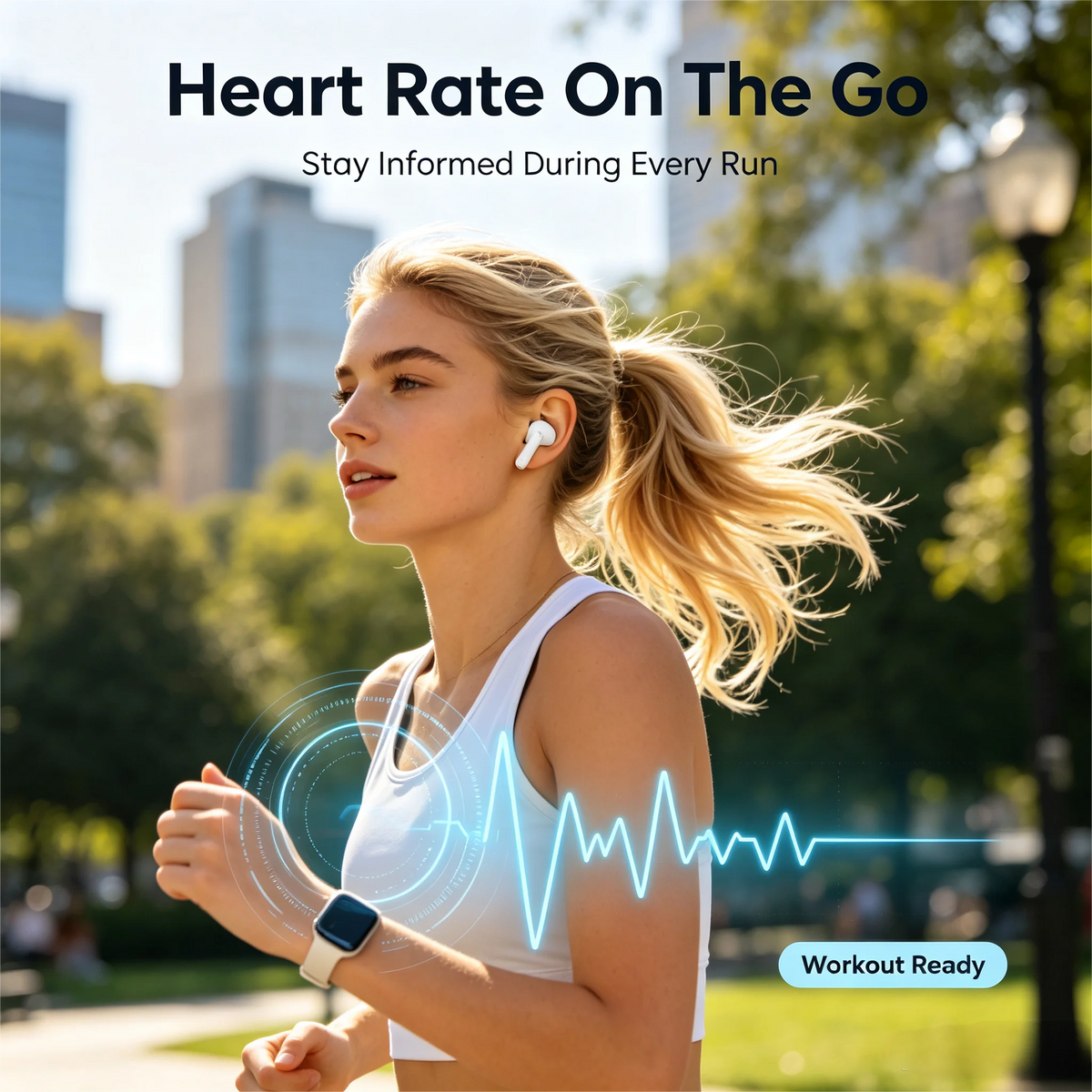 ZZLOVE Wireless Bluetooth Heart Rate Monitor Noise Cancelling Earbuds