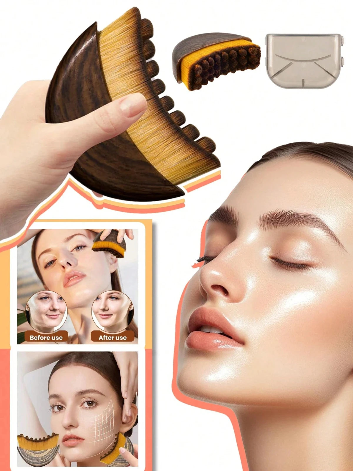 Lymphatic Contour Face Brush for Jawline Sculpting and Drainage Massage