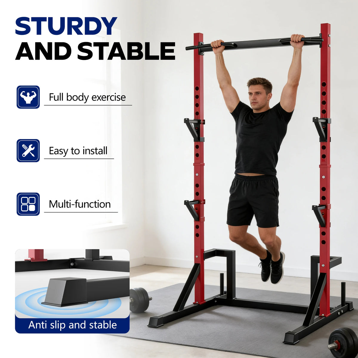 KERDOM Multifunction Power Rack With Pull Up Dip Station For Home Gym
