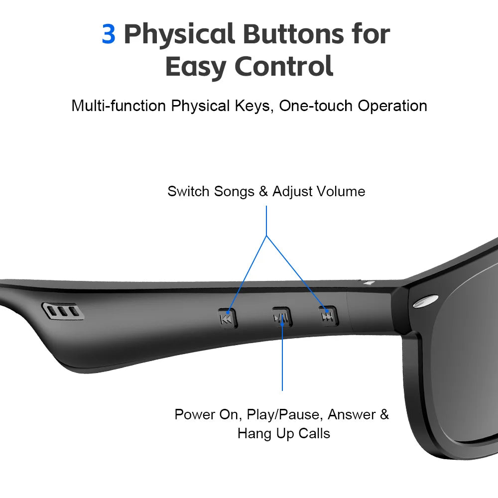 Bluetooth Smart Glasses With Audio Calls And Music Hands Free