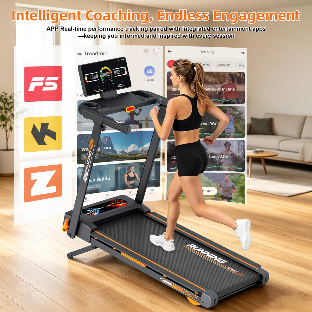 Folding Treadmill With 15-Level Auto Incline And Quiet Motor