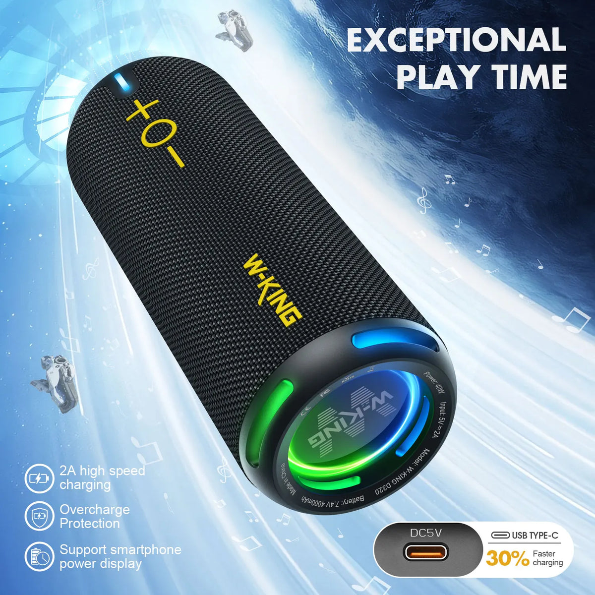 W-KING D320 Portable Waterproof Bluetooth Party Speaker