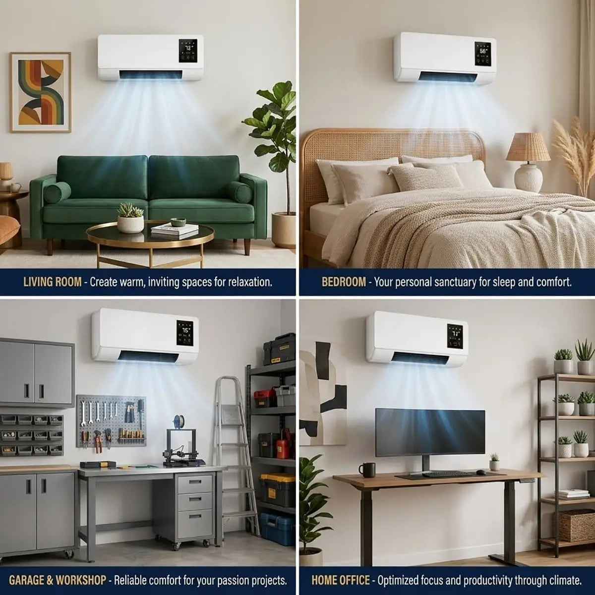 Wall Mounted Mini Split Air Conditioner Heater With Remote Control