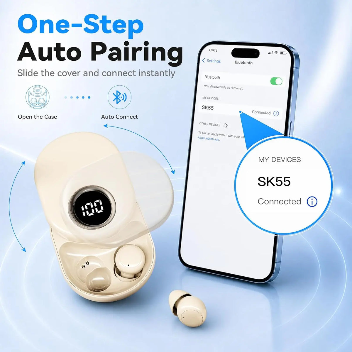 INSONIXN Invisible Wireless Bluetooth Earbuds With Active Noise Cancellation