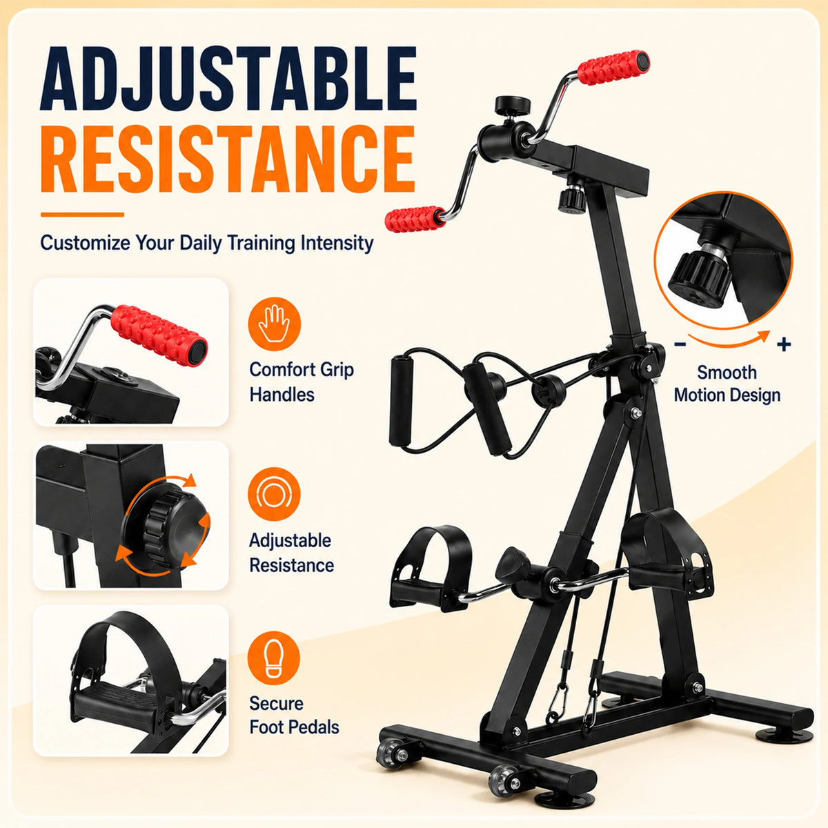 Adjustable Under Desk Pedal Exercise Bike For Leg Arm Training