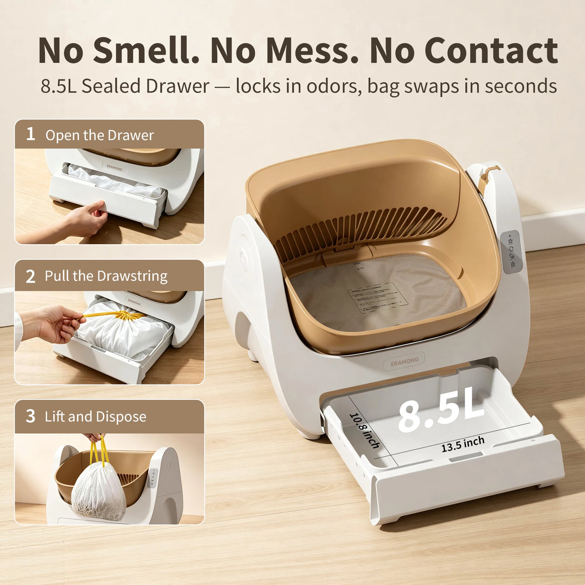 ERAMONG Automatic Self-Cleaning Cat Litter Box With Safety Protection