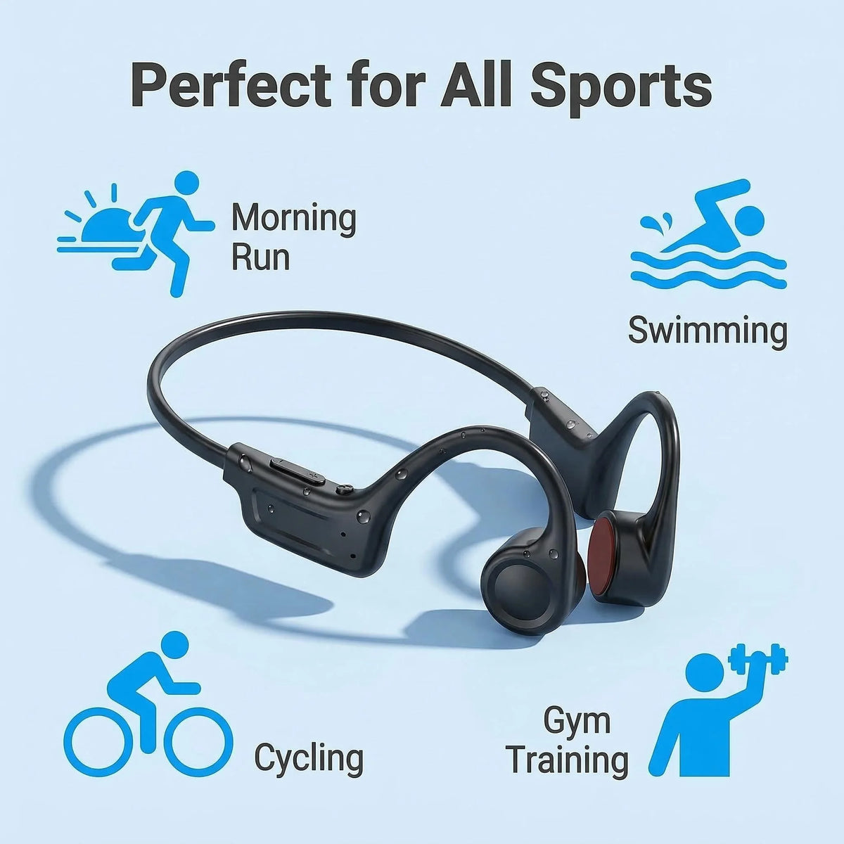 Wireless Bone Conduction Open Ear Headphones With HiFi Sound Waterproof