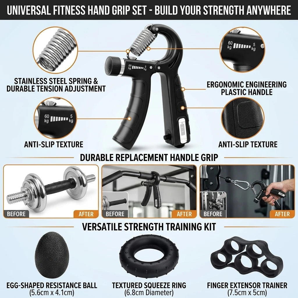 Universal Fitness Hand Grip With Spring Set For Gym Equipment