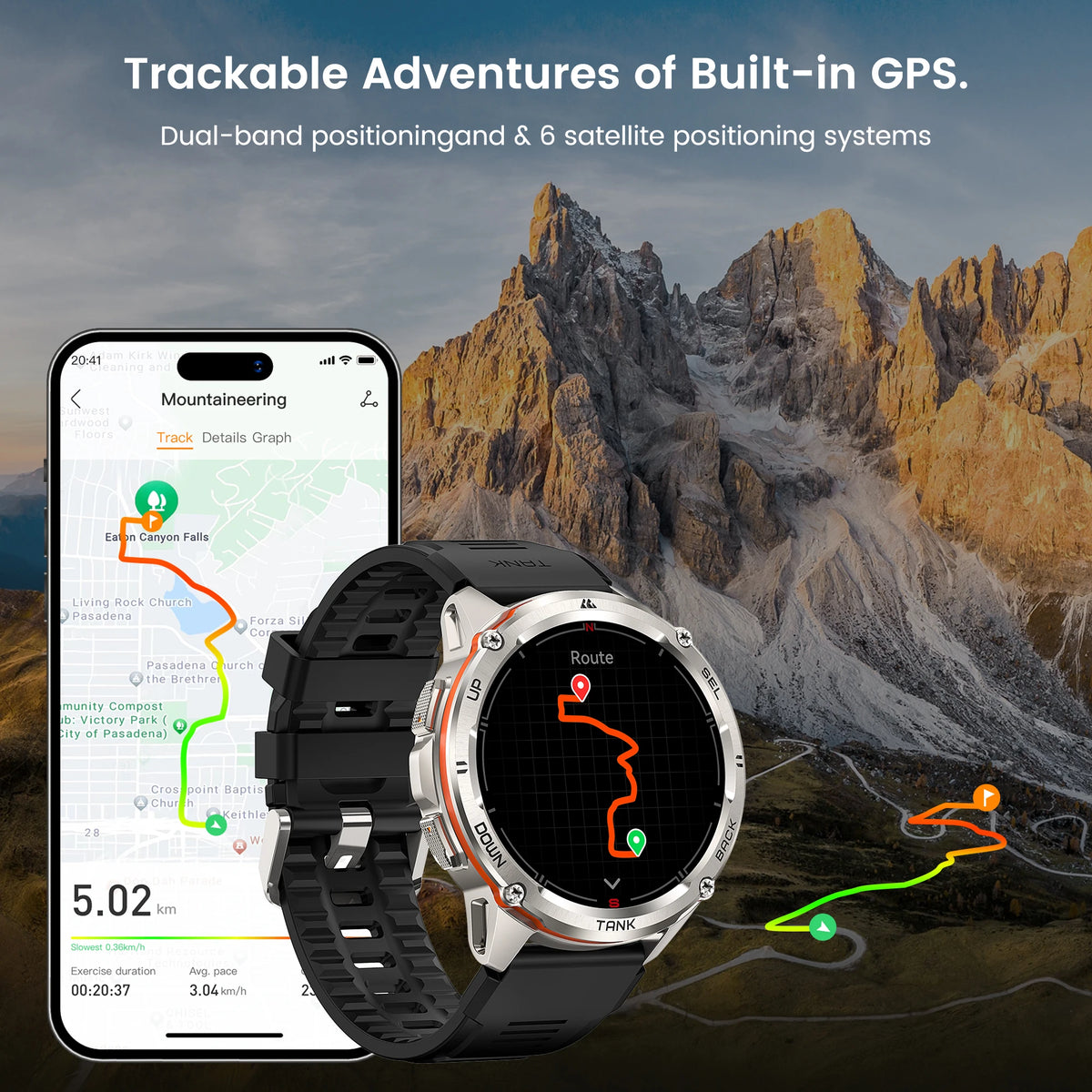 KOSPET TANK T3 Ultra GPS Rugged AMOLED Fitness Smartwatch