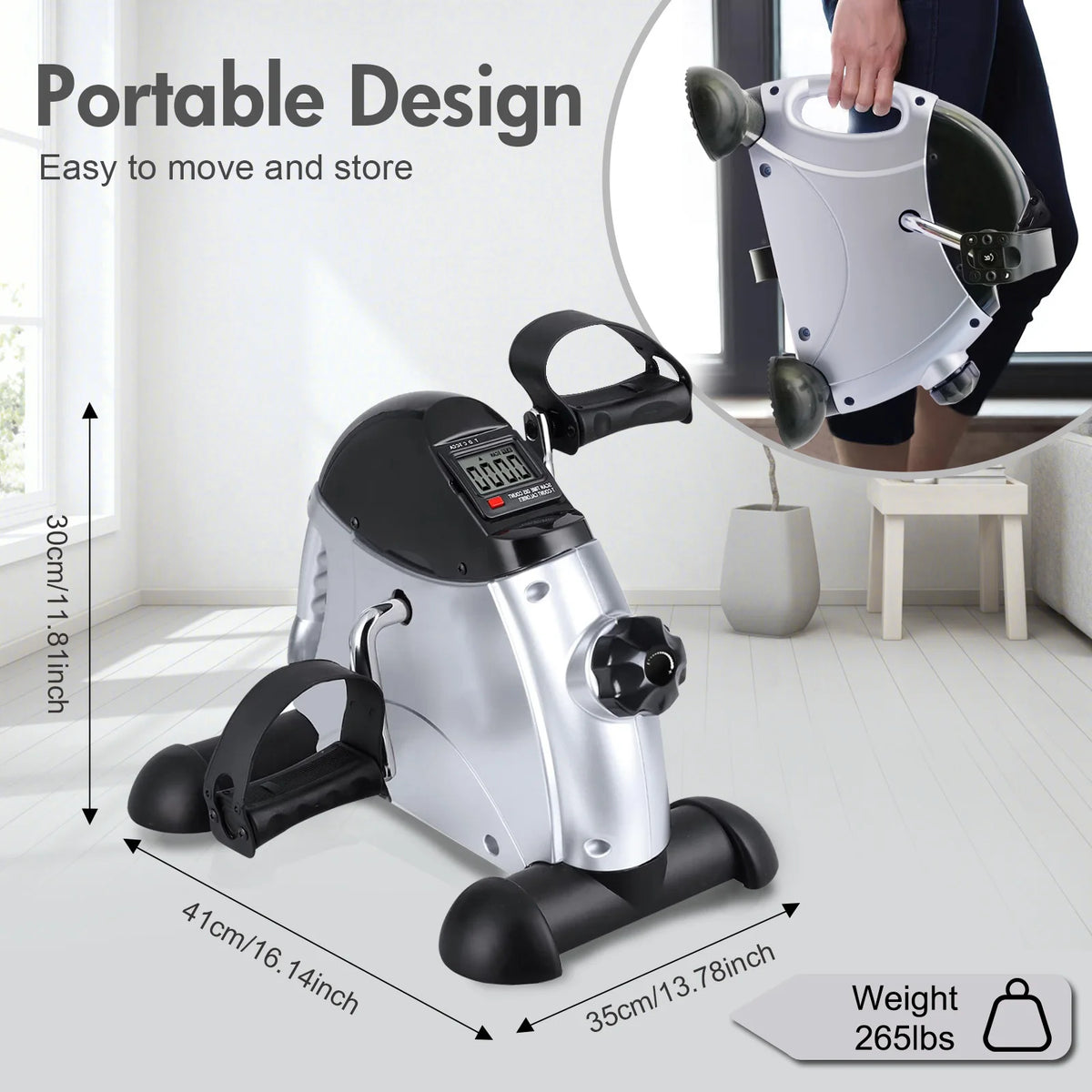 Motorized Under Desk Pedal Exerciser Bike With Digital LCD Display
