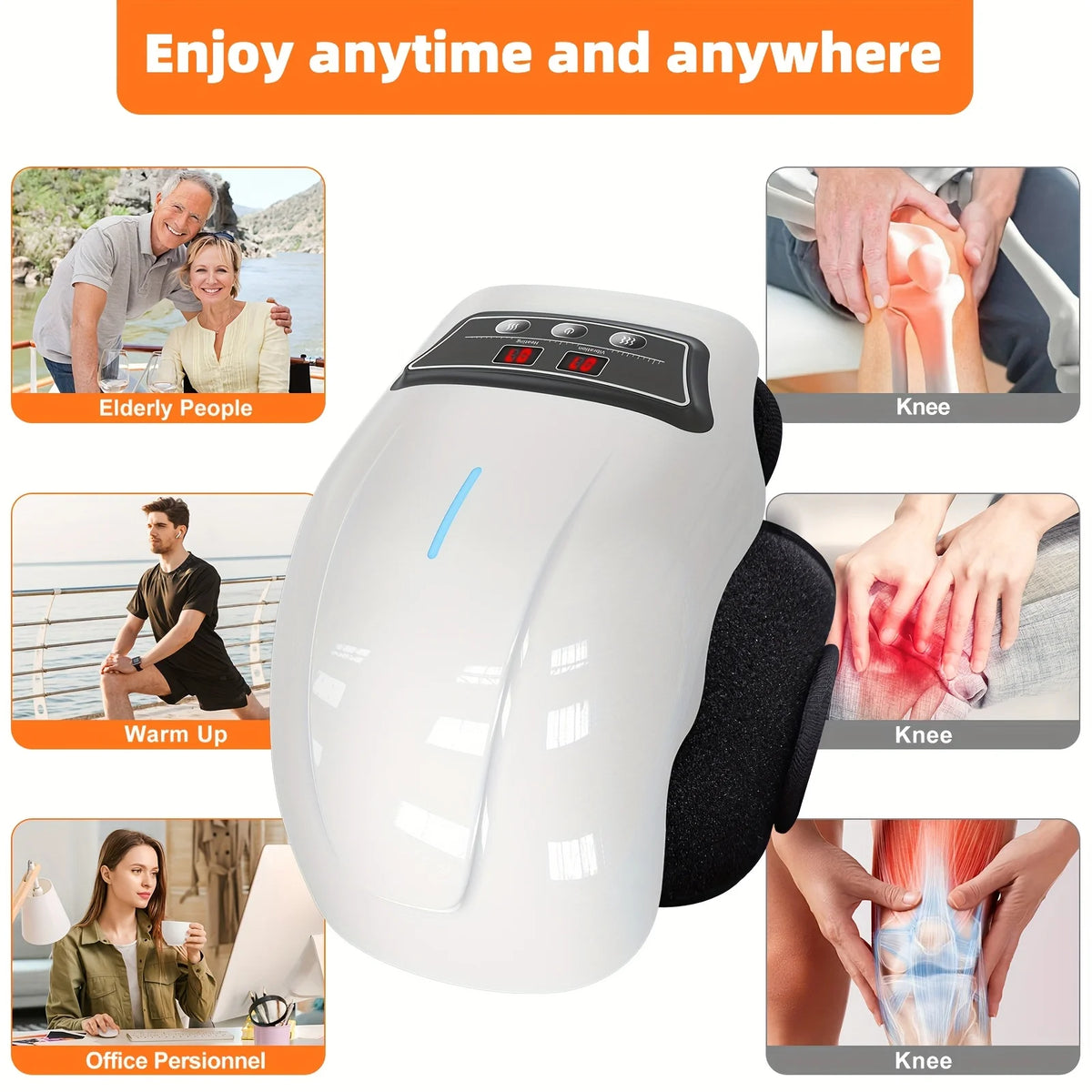 Ekmoey Cordless Heated Knee Massager With Adjustable Vibration Settings