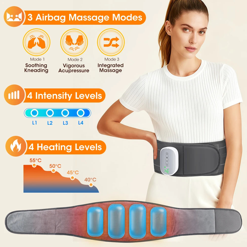 Hailicare Cordless Heated Waist Massager With Airbag Lumbar Support