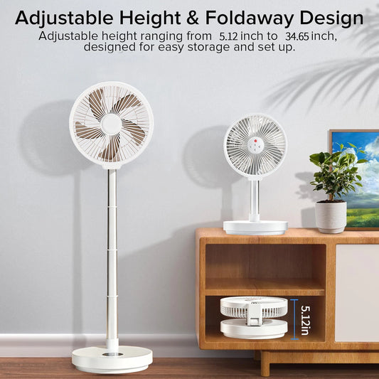 TENGKESi Remote Control Folding Fan With LED Light And Timer