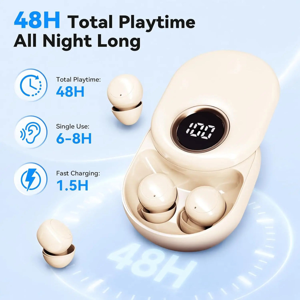INSONIXN Invisible Wireless Bluetooth Earbuds With Active Noise Cancellation