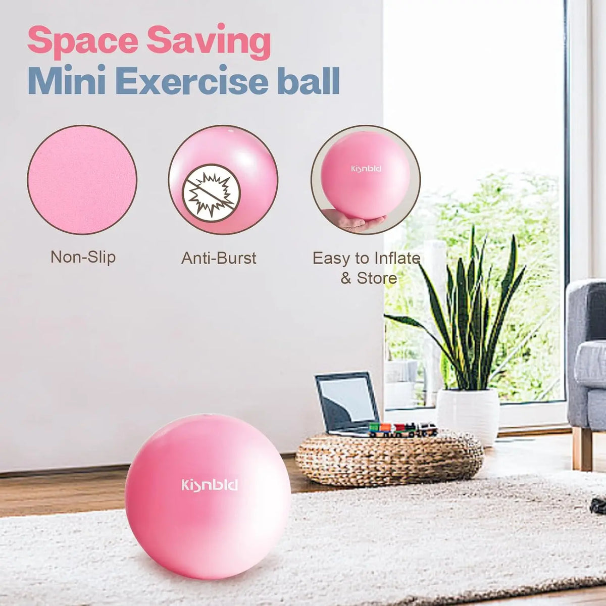 Kisnbld Anti Burst Pilates Ball for Fitness and Core Training