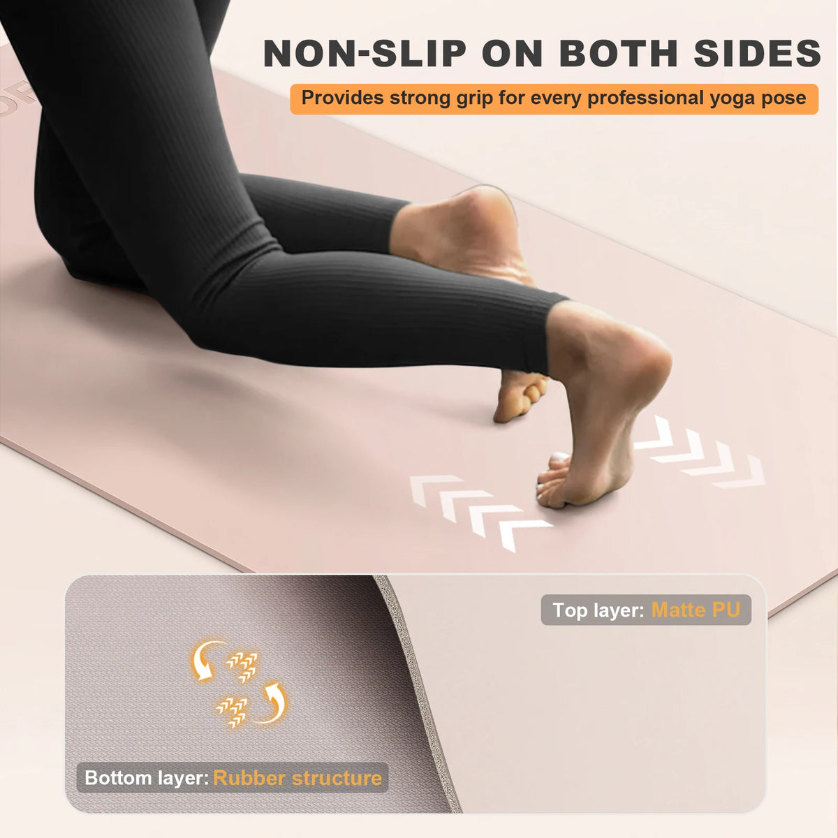 GOOFFOR Natural Rubber Yoga Mat With Non Slip Grip