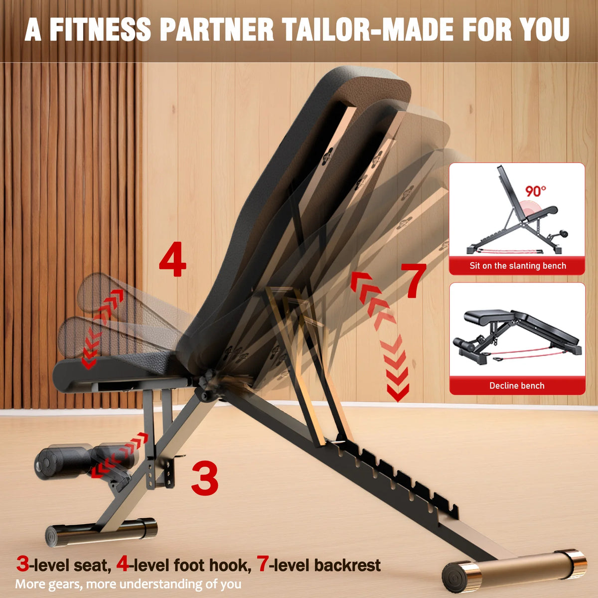 Foldable Adjustable Multifunctional Strength Training Workout Bench
