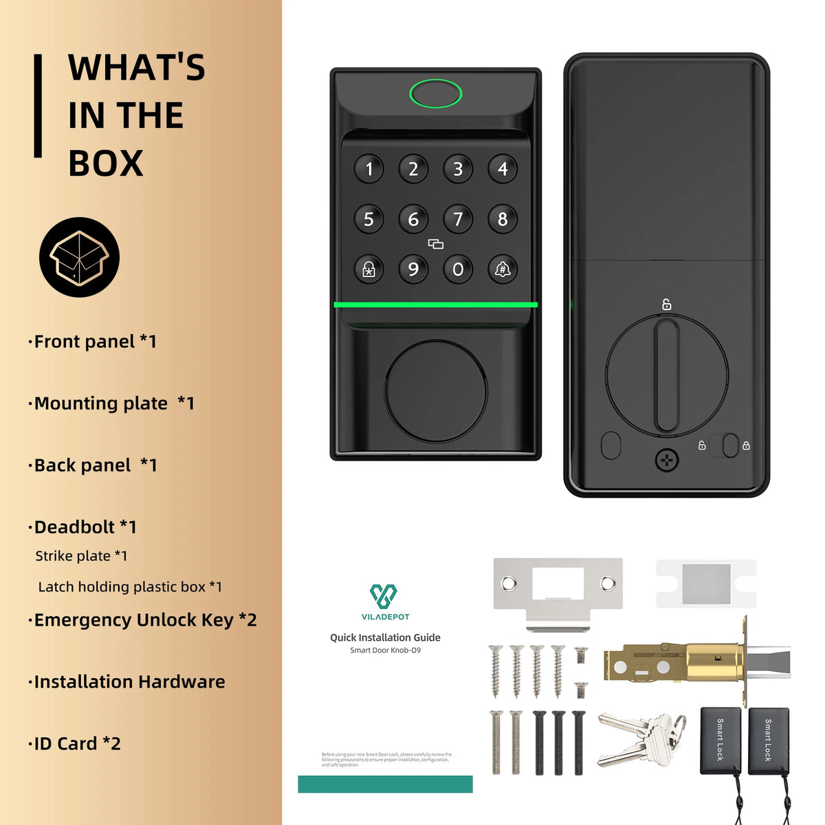 Viladepot Fingerprint Smart Door Lock With App And Keypad Access