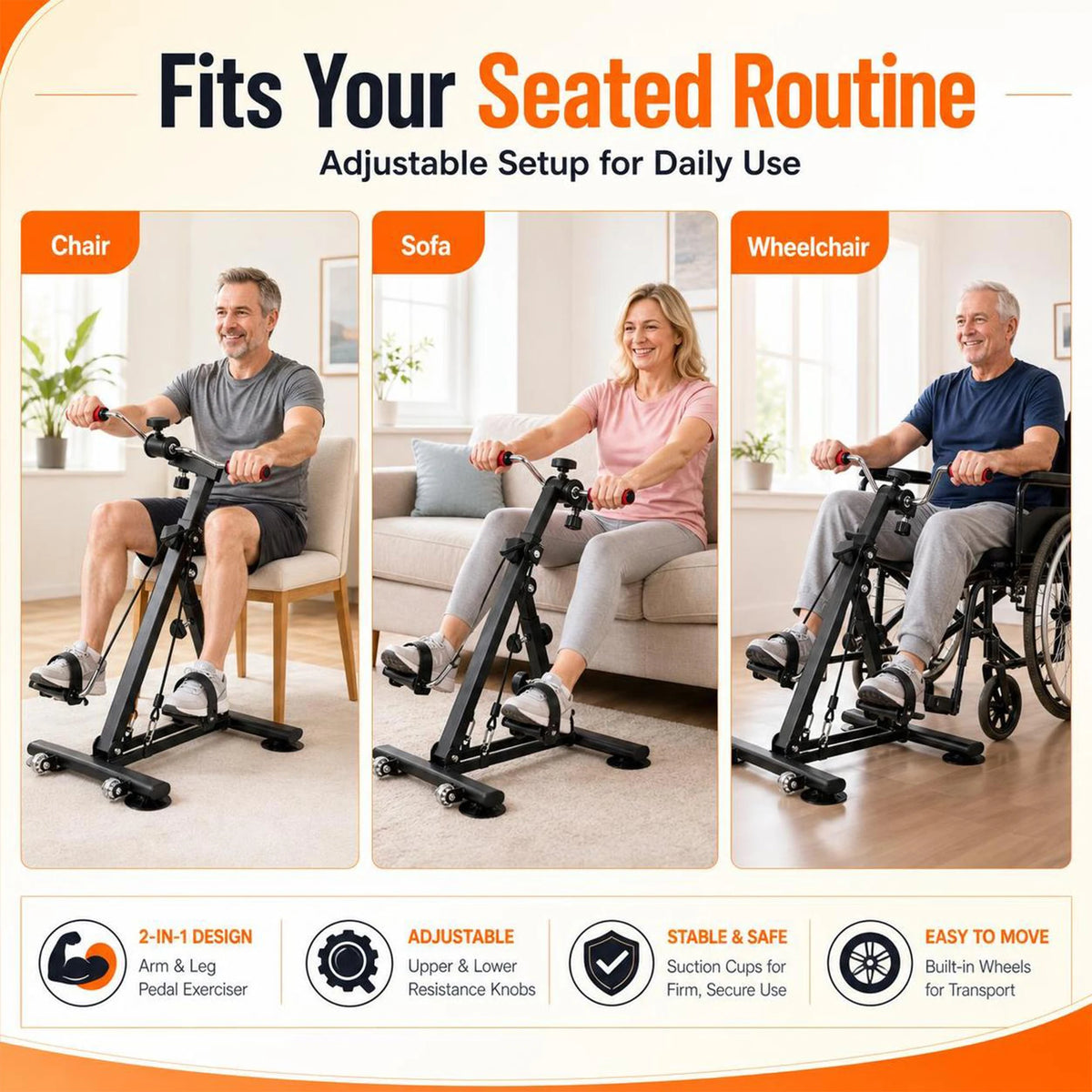Adjustable Under Desk Pedal Exercise Bike For Leg Arm Training