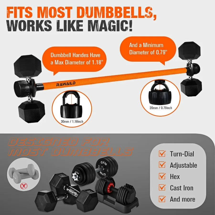 Dumbbell Converter Barbell Adapter for Bench Press Squats and Deadlifts
