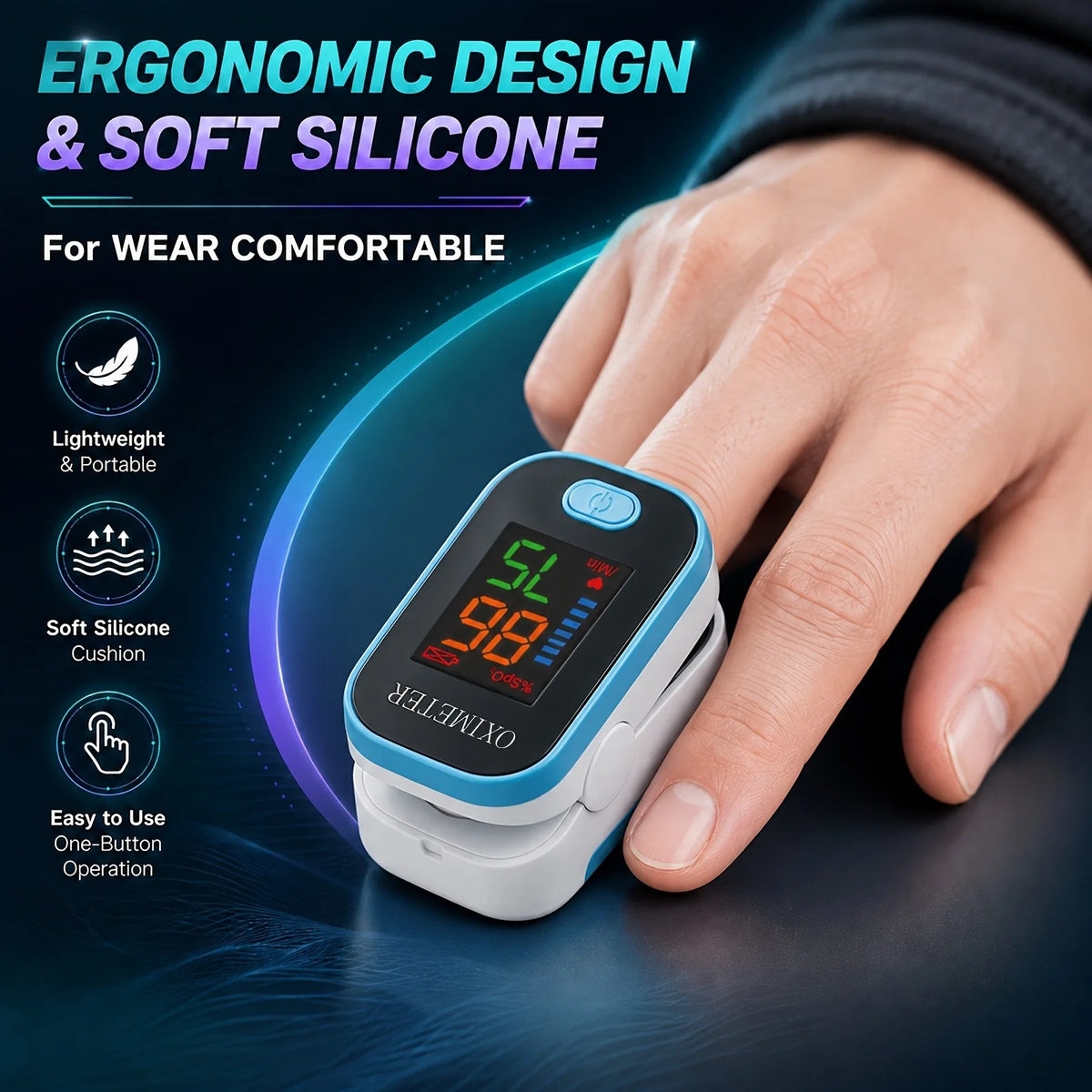 Jitesy Finger Pulse Oximeter for Oxygen and Heart Rate Monitoring