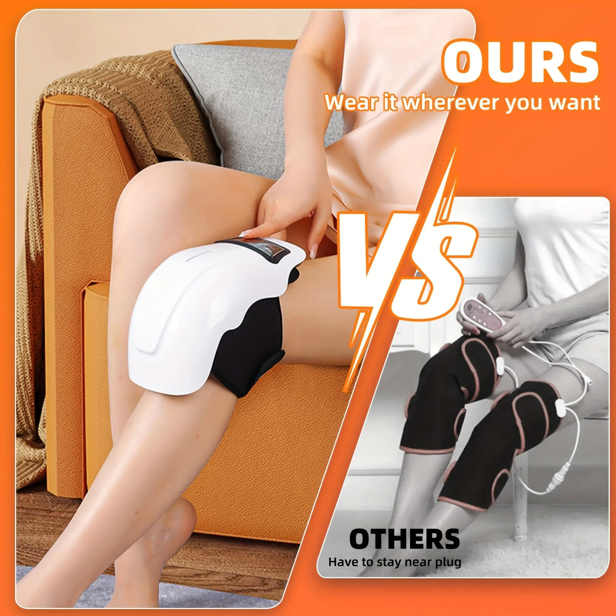 Ekmoey Cordless Heated Knee Massager With Adjustable Vibration Settings