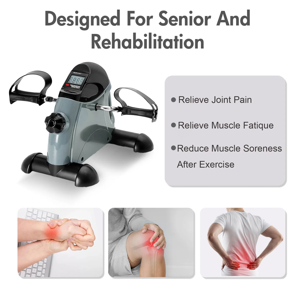 Motorized Under Desk Pedal Exerciser Bike With Digital LCD Display