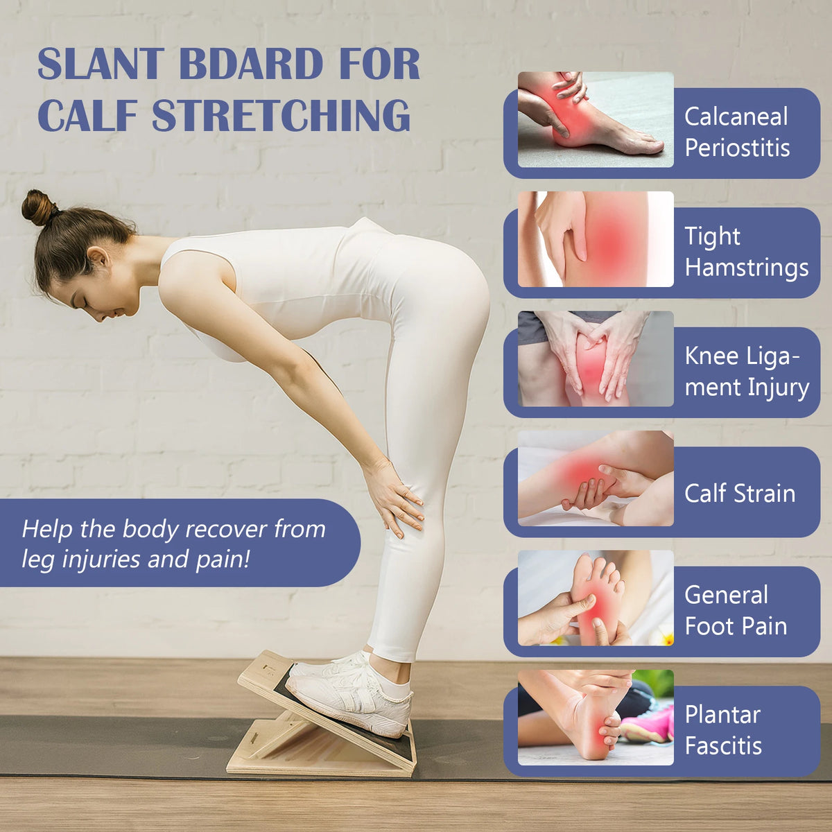 Adjustable Wooden Calf Stretcher Board For Squats And Heel Stretching