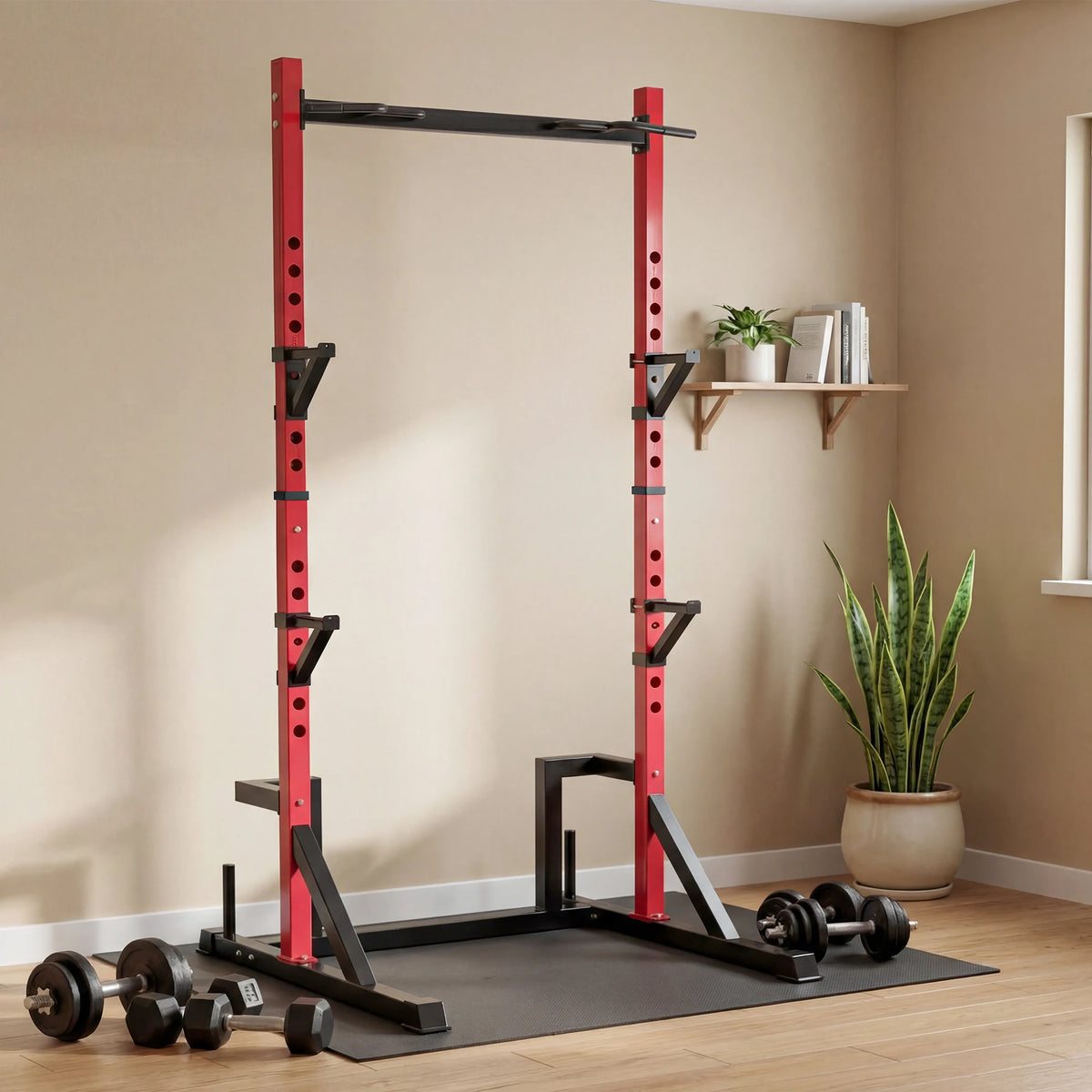 KERDOM Multifunction Power Rack With Pull Up Dip Station For Home Gym