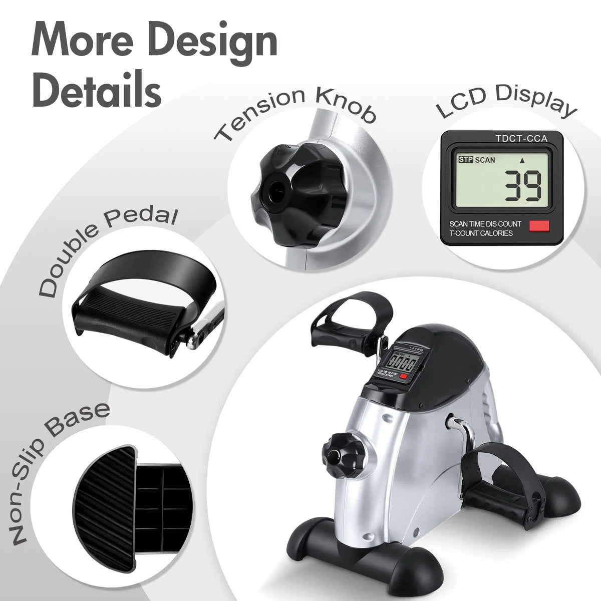 Motorized Under Desk Pedal Exerciser Bike With Digital LCD Display