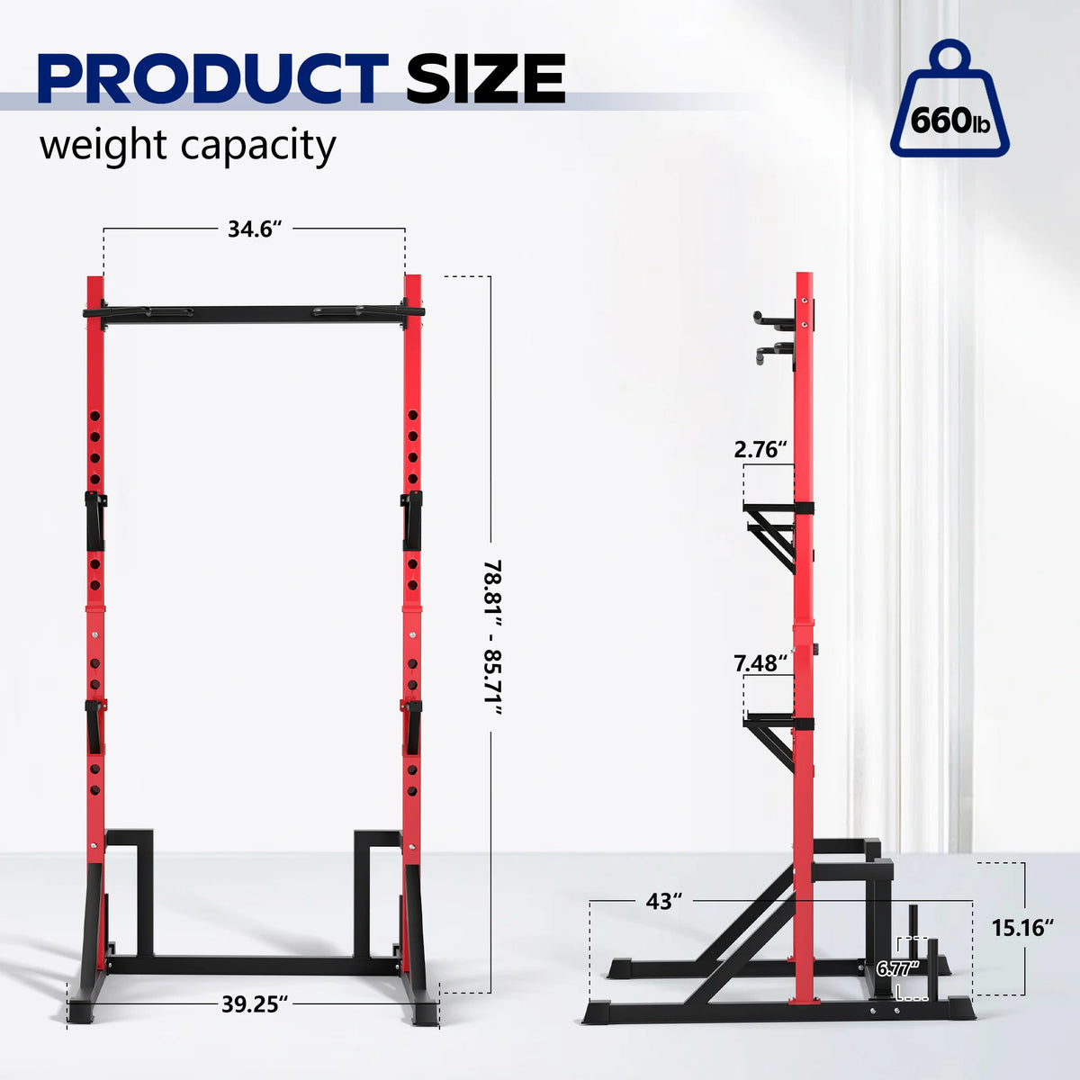 KERDOM Multifunction Power Rack With Pull Up Dip Station For Home Gym