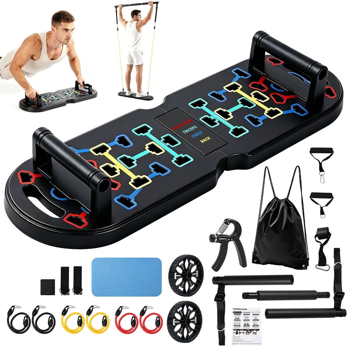 Home Gym Set With Push Up Board And Resistance Bands