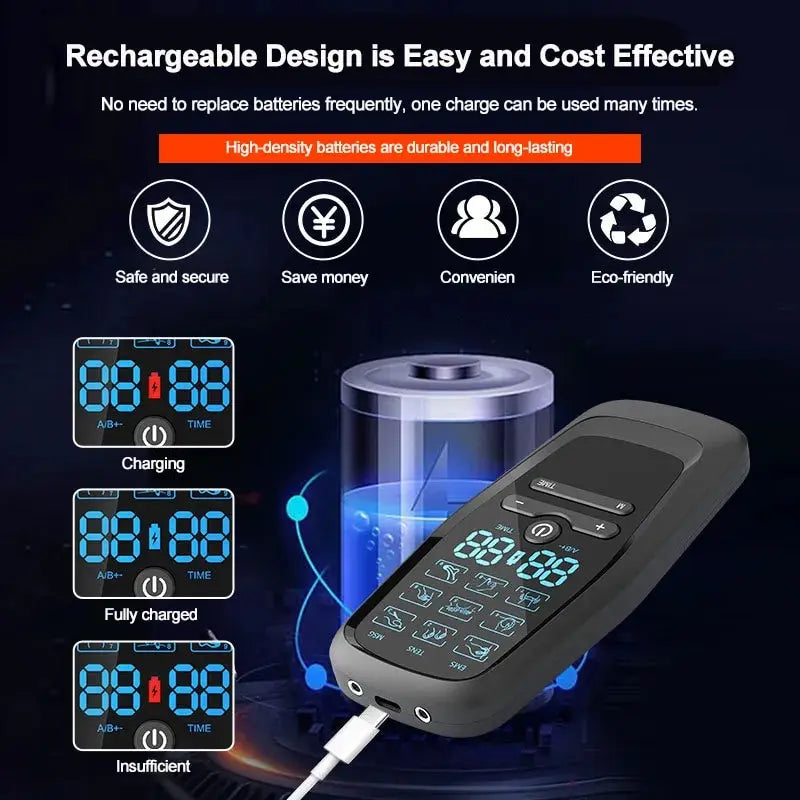 Jitesy Rechargeable TENS EMS Muscle Stimulator for Pain Relief