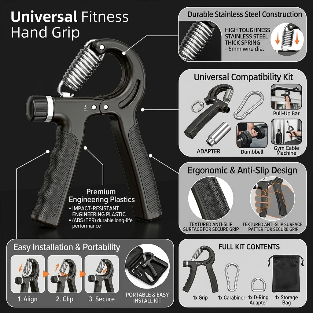 Universal Fitness Hand Grip With Spring Set For Gym Equipment