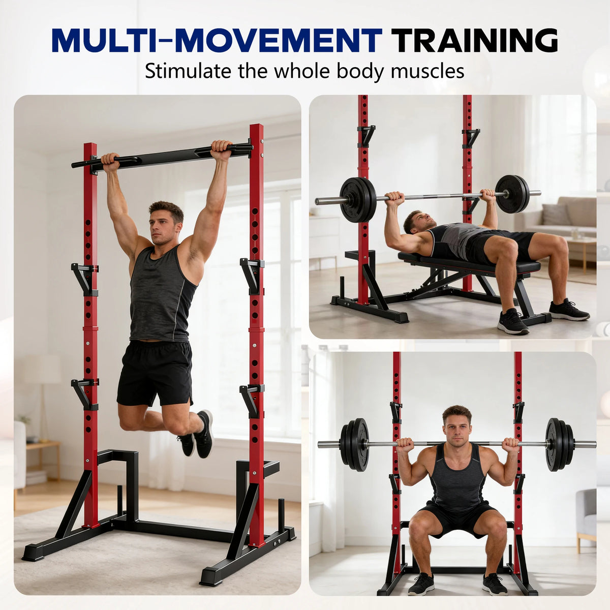 KERDOM Multifunction Power Rack With Pull Up Dip Station For Home Gym