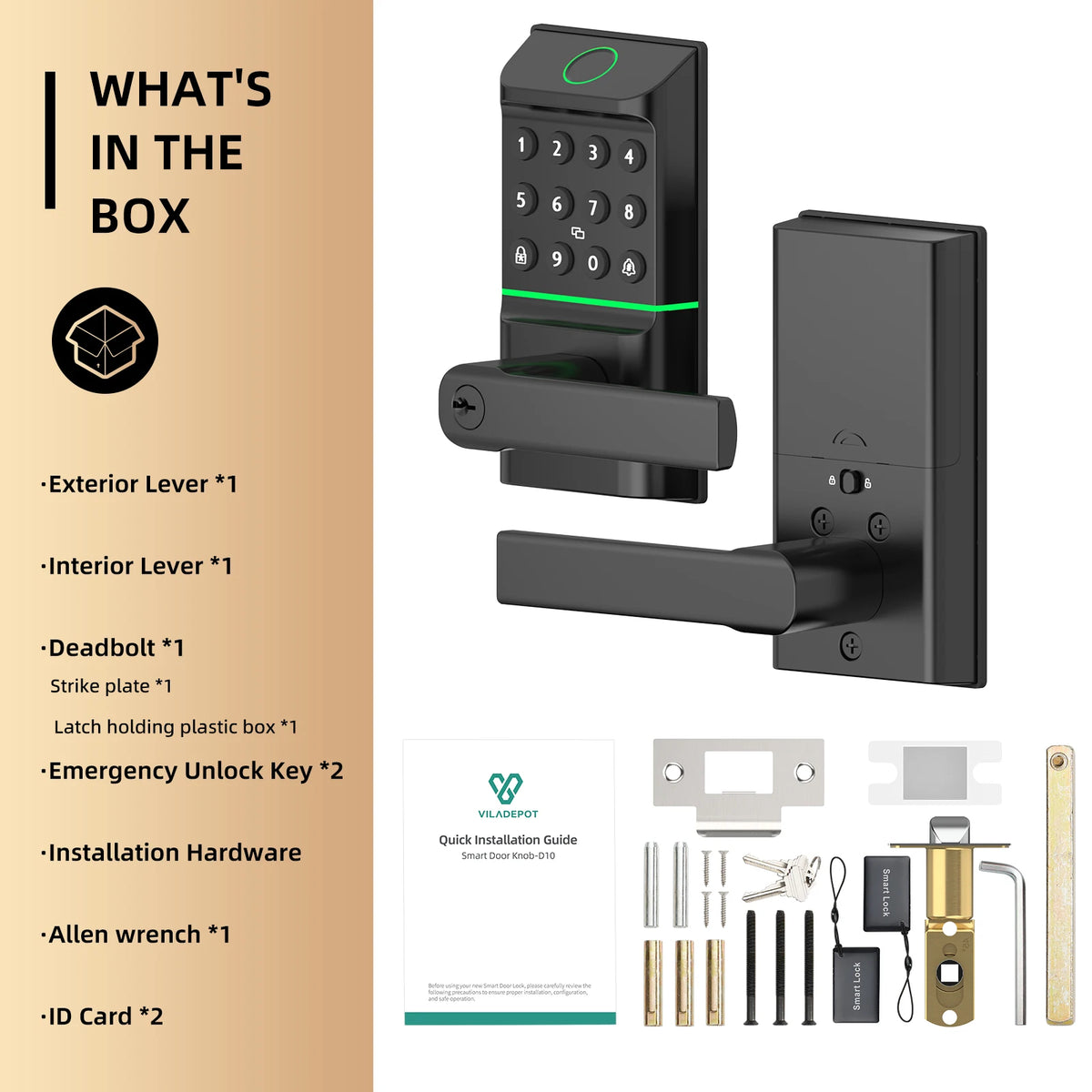 Viladepot Smart Fingerprint Door Lock With App And Keypad Control
