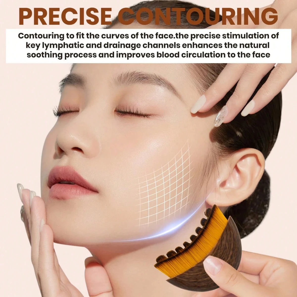 Lymphatic Contour Face Brush for Jawline Sculpting and Drainage Massage