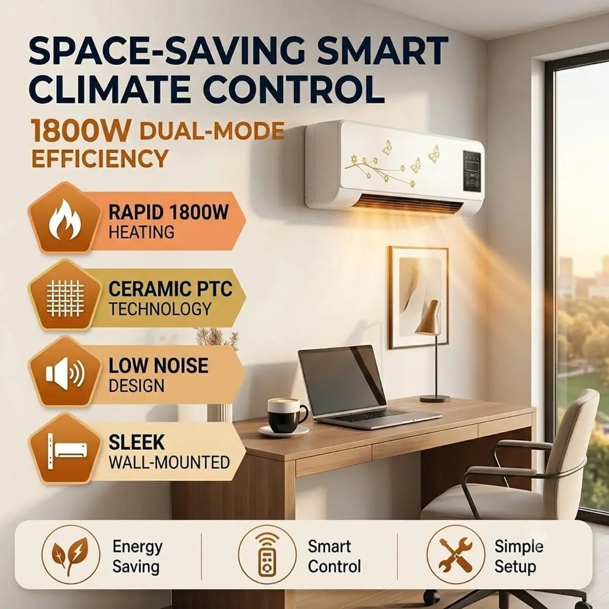 Wall Mounted Mini Split Air Conditioner Heater With Remote Control